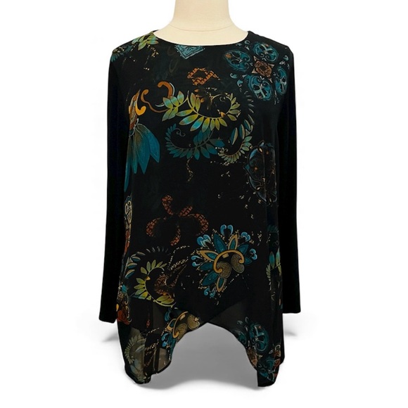 Chico's Tunic Chiffon Crossover Floral 4/XXL - Picture 2 of 15